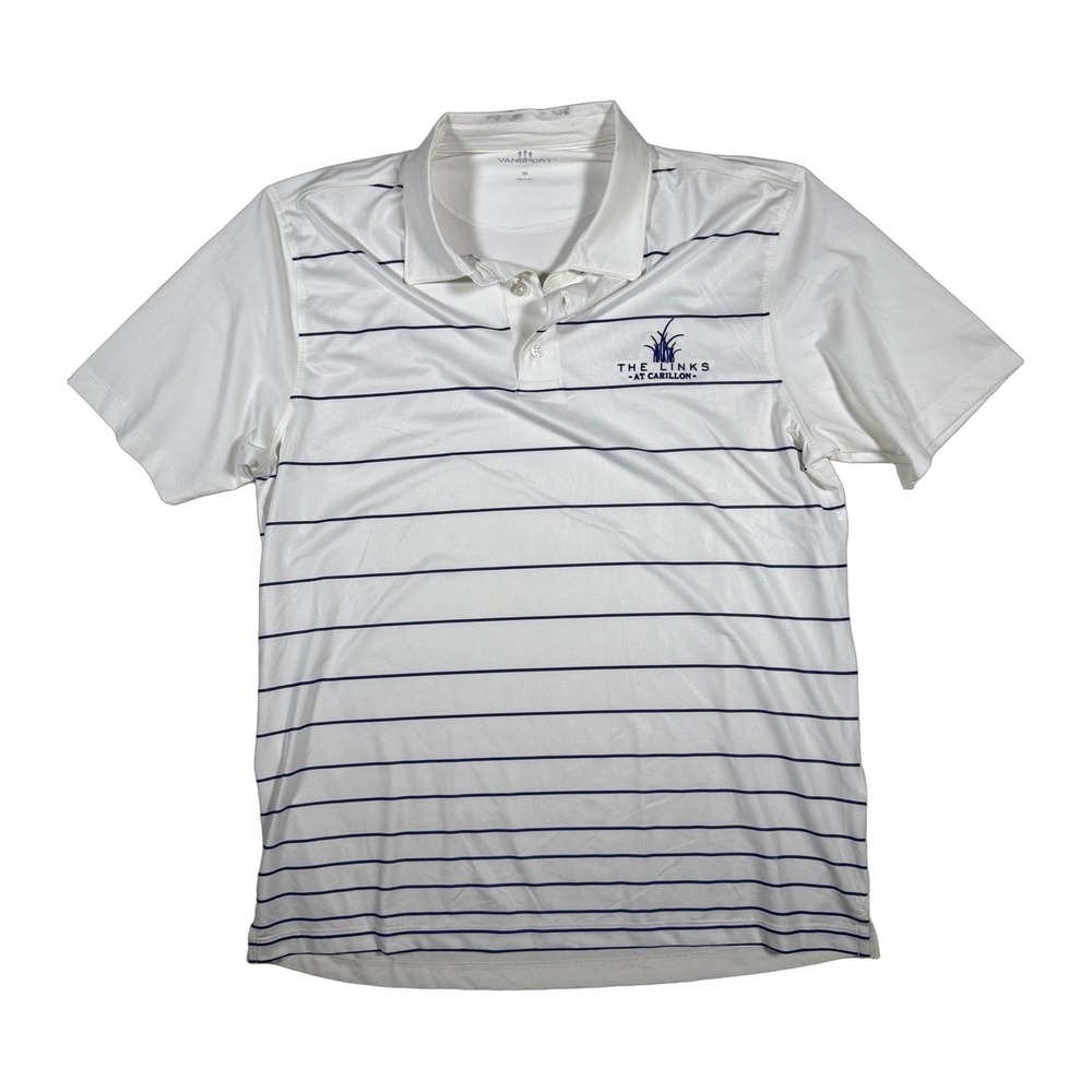 VANSport The Links At Carillon Golf Polo Shirt White Navy Stripe Mens SM Jersey